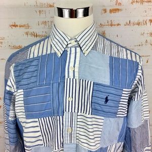 Ralph Lauren Mens Patchwork Button Down Shirt XL
